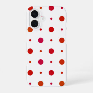 Coque iPhone 16 Taches polka rouges cerise sur fond blanc