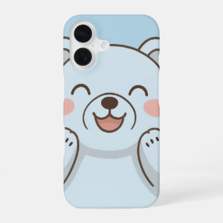 Coque iPhone 16 Téléphone Porte-Souriant Cute-Soft Pastel Cartoon.