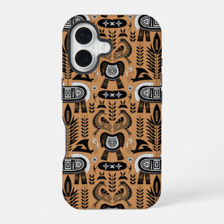 Coque iPhone 16 Totem du patrimoine - Motif d'animaux tribaux afri