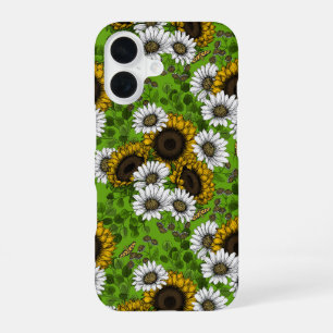 Coque iPhone 16 Tournesols et marguerites, jardin d'été