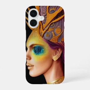 Coque iPhone 16 Tout ce qui brille - Portrait de Déesse Cosmique