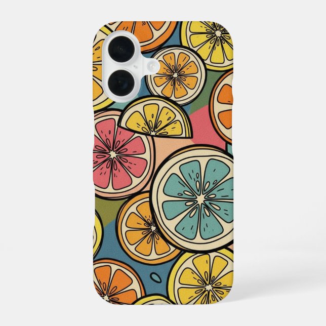 Coque iPhone 16 Tranche de Citron Rétro (Verso)