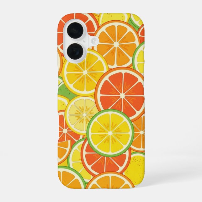 Coque iPhone 16 Tranche de Citron Rétro (Verso)