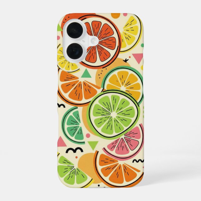 Coque iPhone 16 Tranche de Citron Rétro (Verso)