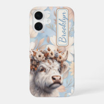 Vache Highland aux fleurs d'automne