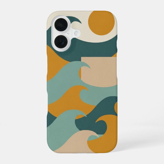 Coque iPhone 16 Vague et Soleil Abstraits (Verso)