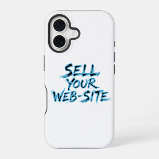 Coque iPhone 16 Vendez Votre Site Web Typographie en détresse Bleu