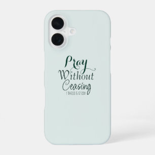 Coque iPhone 16 Verset biblique de prière chrétienne vert clair