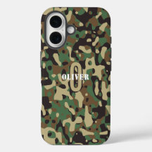 Vert Brun Beige Camo Camouflage Monogramme Nom