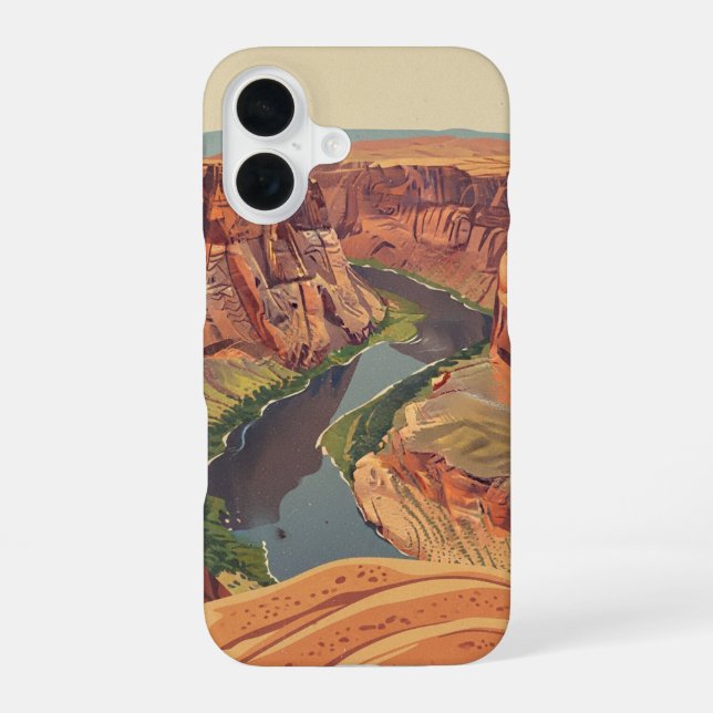 Coque iPhone 16 Vintage Canyon Meander (Verso)