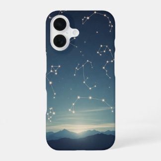 Coque iPhone 16 Vintage Constellations above the Mountains