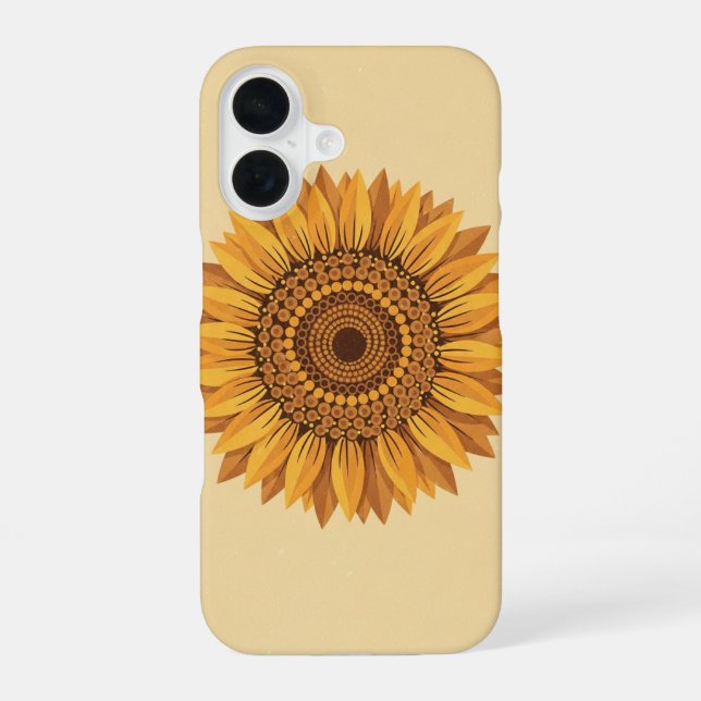 Coque iPhone 16 Vintage Geometric Sunflowers (Verso)