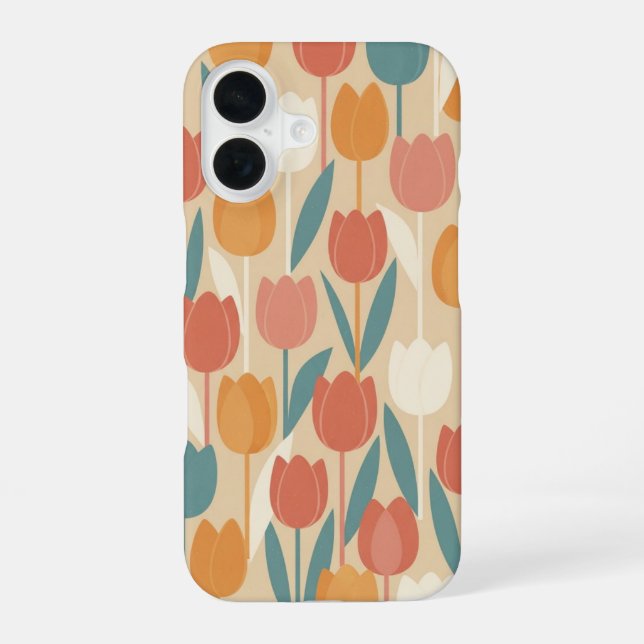 Coque iPhone 16 Vintage Stylized Tulips (Verso)