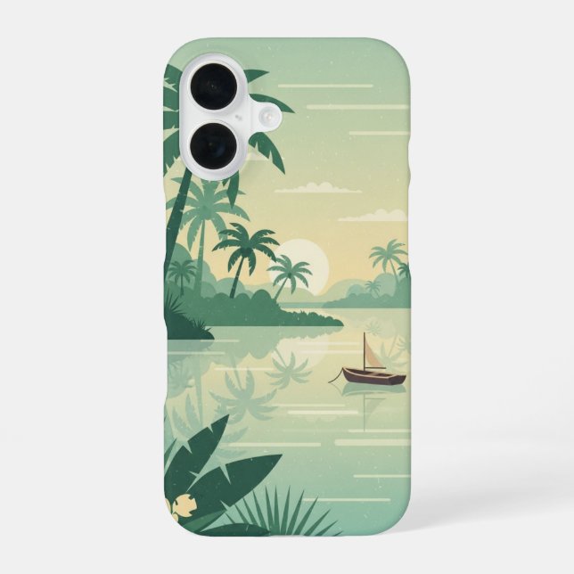 Coque iPhone 16 Vintage Tropical Lagoon (Verso)