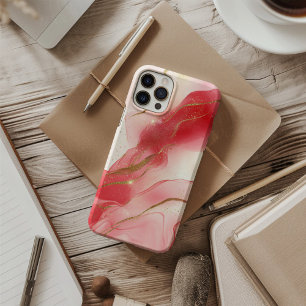 Coque iPhone 16 Voile Rose Luxe Rose Pâle aquarelle or