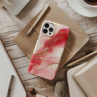 Coque iPhone 16 Voile Rose Luxe Rose Pâle aquarelle or