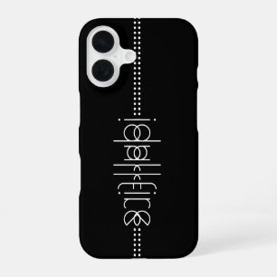 Coque iPhone 16 Votre nom en glyphes extraterrestres uniques noirs