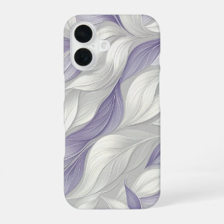 Coque iPhone 16 White Purple Leaf Elegant Pattern