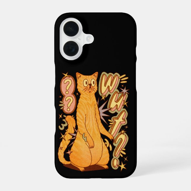 Coque iPhone 16 Wut ? / Illustration d'un chat orange (Verso)