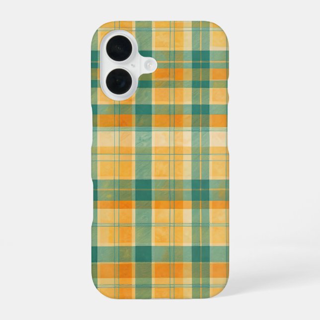 Coque iPhone 16 Yellow and Green Tartan Plaid Pattern (Verso)