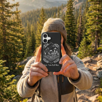 Coque iPhone 17 Mountain Forest avec texte modifia