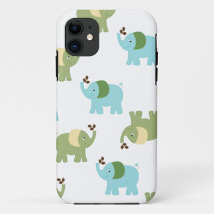 Coque iPhone 5 Blue and Green Elephants