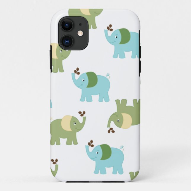 Coque iPhone 5 Blue and Green Elephants (Dos)