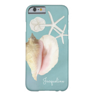 Coque iPhone 6 Barely There Elégante Conche de plage moderne Shell Starfish Ar