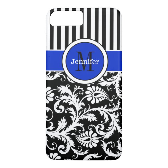 Coque iPhone 7 | Damas | Tracées | Bleu (Dos)