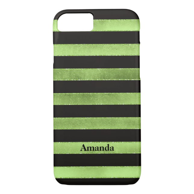 Coque iPhone 7 | FAUX Lime Foil | Bandes noires (Dos)