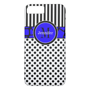 Coque iPhone 7   Rayures, points   Bleu