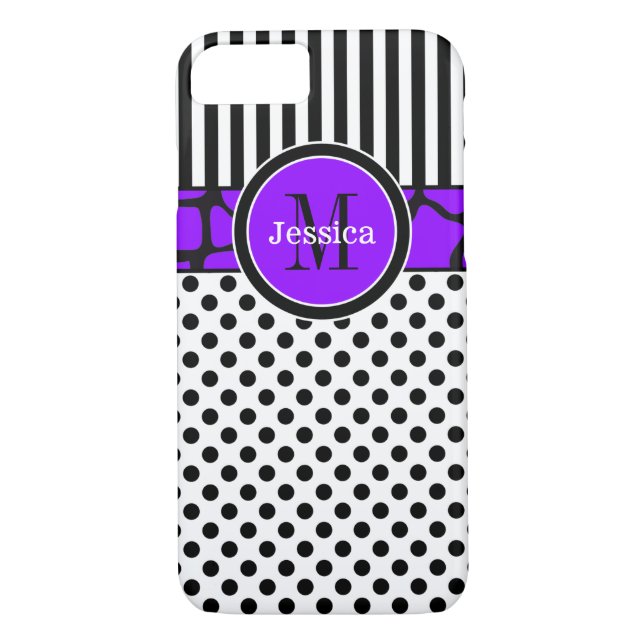 Coque iPhone 7 | Rayures, points | Violet (Dos)