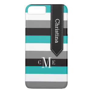 Coque iPhone 7   Tracées   Turquoise, gris, noir