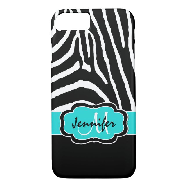 Coque iPhone 7 | Zebra Stripes | Turquoise (Dos)