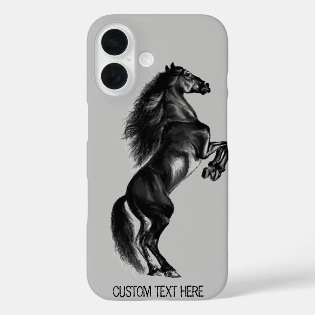 Coque iphone à cheval sauvage dressé avec texte pe (Verso)