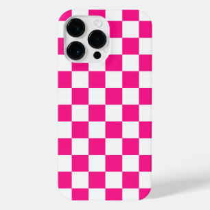 Coque Pour Pour iPhone 14 Pro Max à damiers carré chaud rose blanc rétro géométrique