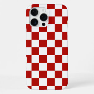 Coque iPhone 16 Pro Max à damiers carré rouge blanc rétro
