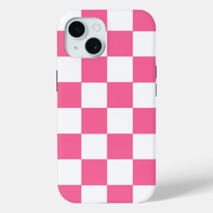 Coque iphone À damiers chèque rose blanc