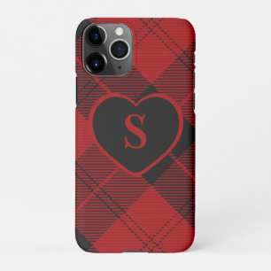 Coque iPhone 11Pro à damiers Monogramme Noël Rouge Buffle Plaid