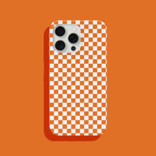 Coque Pour iPhone 14 À damiers orange et blanc