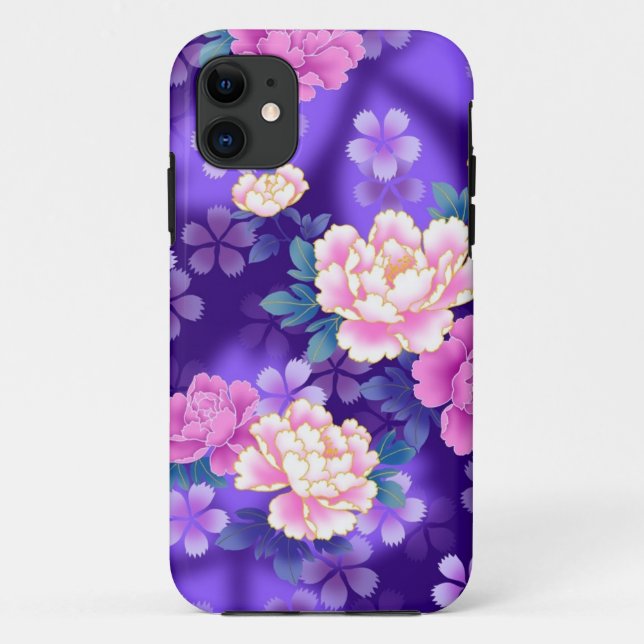 Coque iphone à fleurs violettes (Dos)