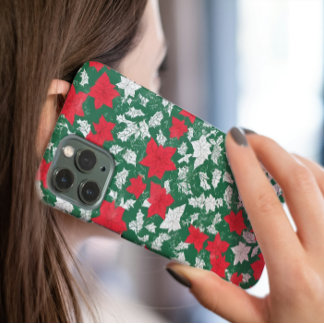 Etui iPhone 13 Pro Abstract design of poinsettia and Christmas roses