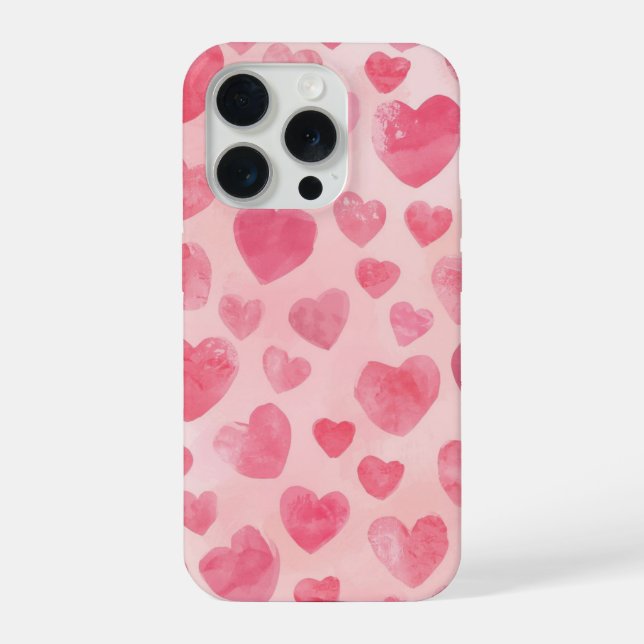 Coque iPhone Abstract Pink Hearts Background Love Phone Case (Verso)