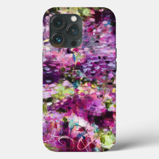 Coque iphone Abstrait à motif floral pourpre