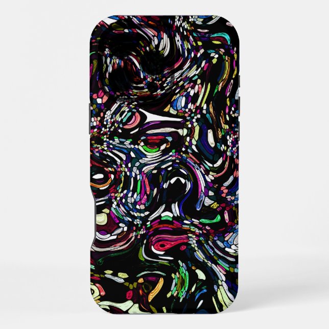 Coque iPhone Abstrait Art Black Swirl Rouge (Verso)