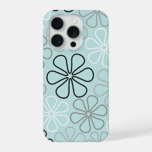 Abstrait Big Flower Outlines BWG+Duck Egg Blue