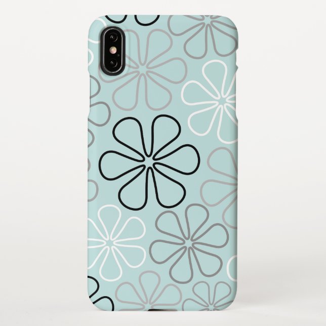 Coque iPhone Abstrait Big Flower Outlines BWG+Duck Egg Blue (Dos)