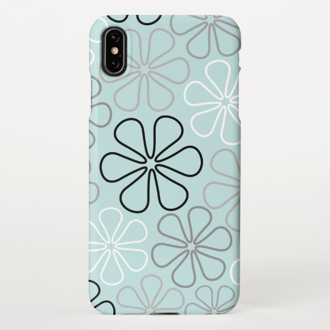 Coque iPhone Abstrait Big Flower Outlines BWG+Duck Egg Blue (Dos)