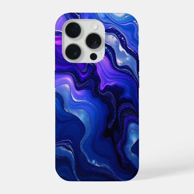Coque iPhone Abstrait fluide bleu et violet (Verso)