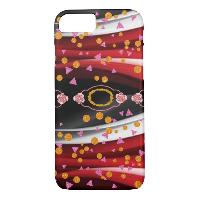 Coque iphone Abstrait rouge noir blanc (Dos)